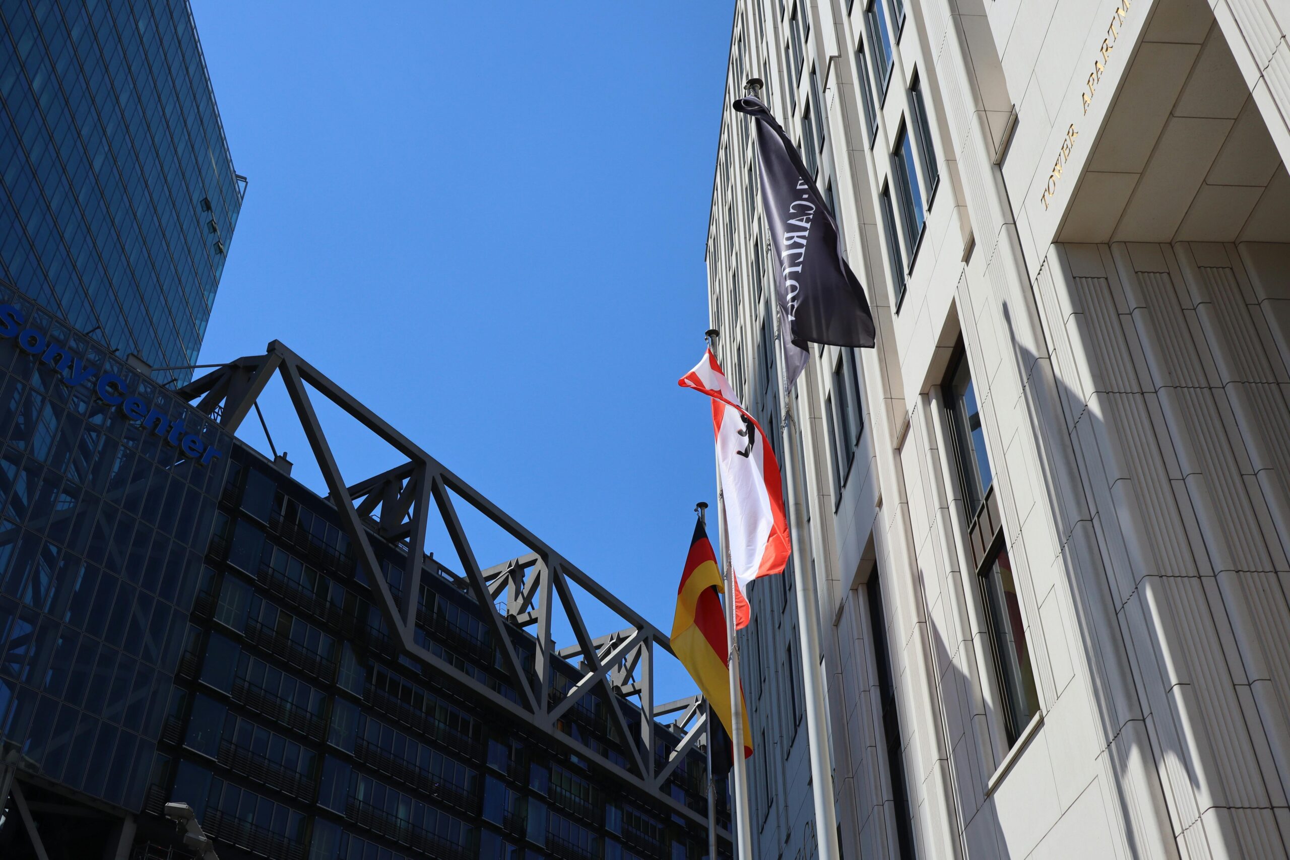 European data center with flag