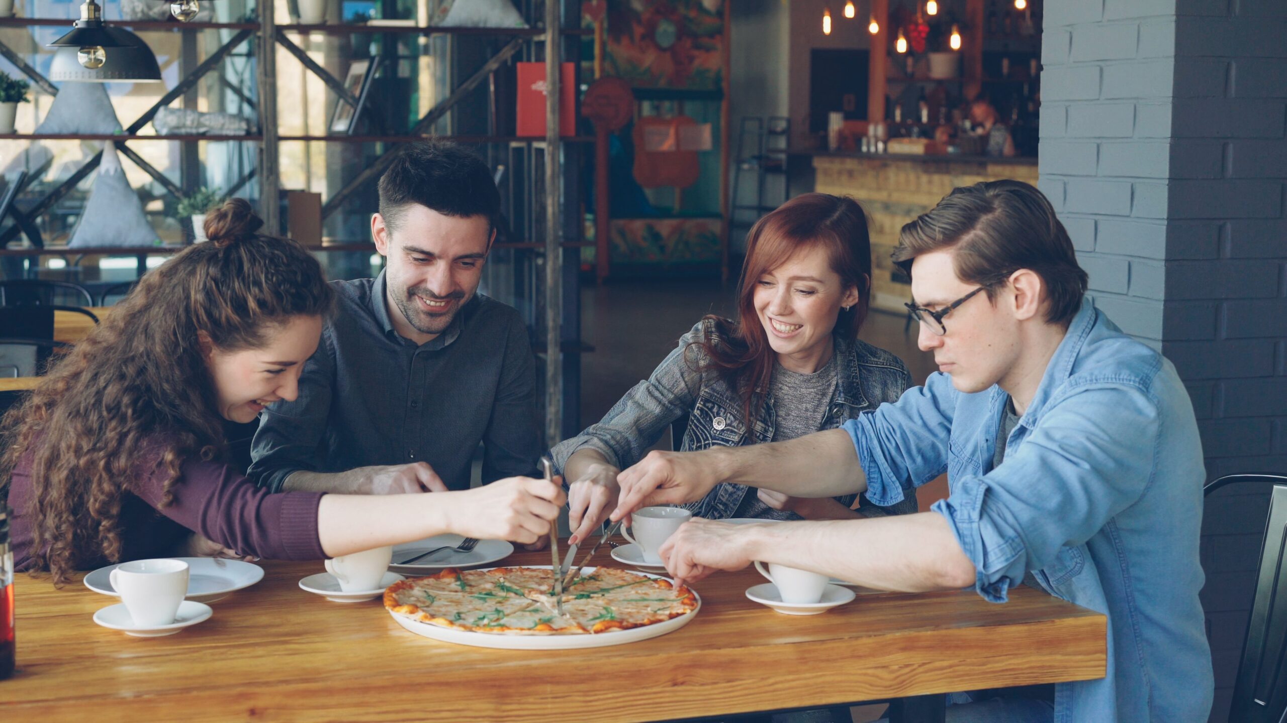 Friends dining together restaurant table