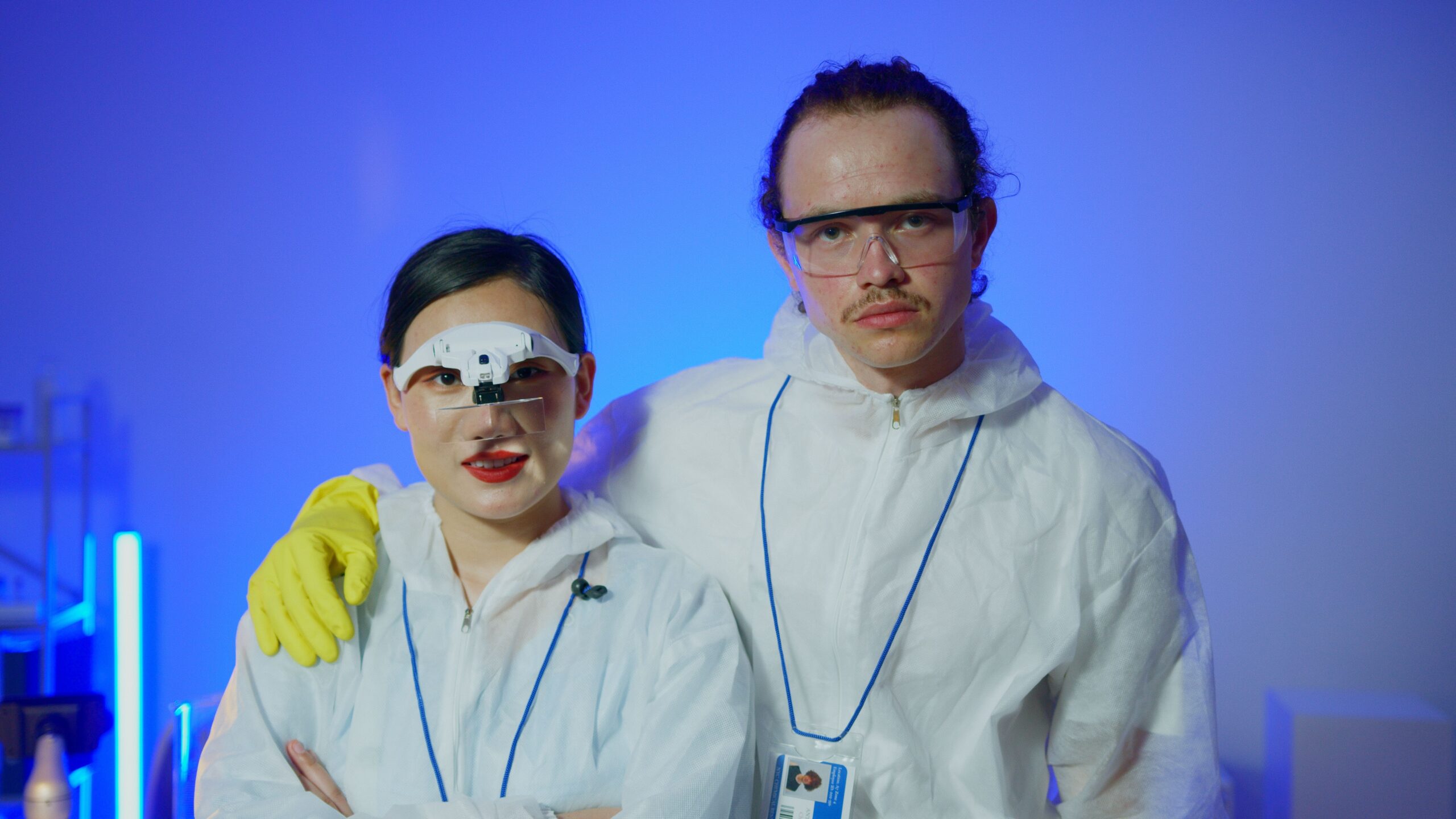 Scientist using facial motion tracking technology diverse adult